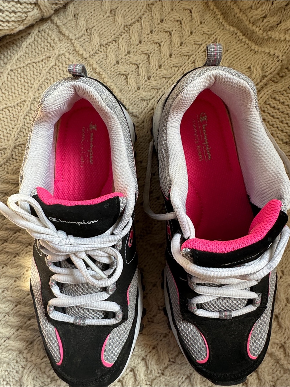 Champion Women's Black and Pink Athletic Sneakers with White Laces - Picture 5 of 5